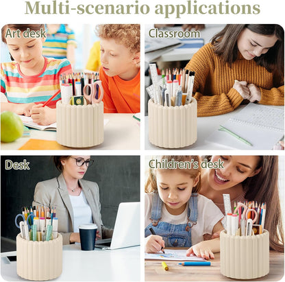 Rotating Pen Holder for Desk Removable Pencil Cup, Small White