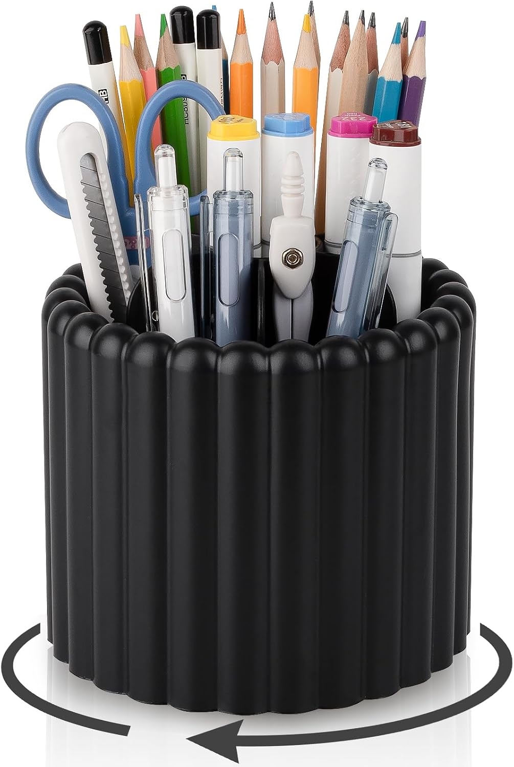 Rotating Pen Holder for Desk Removable Pencil Cup, Small White