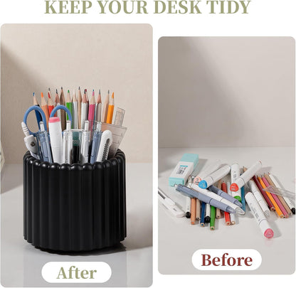 Rotating Pen Holder for Desk Removable Pencil Cup, Small White