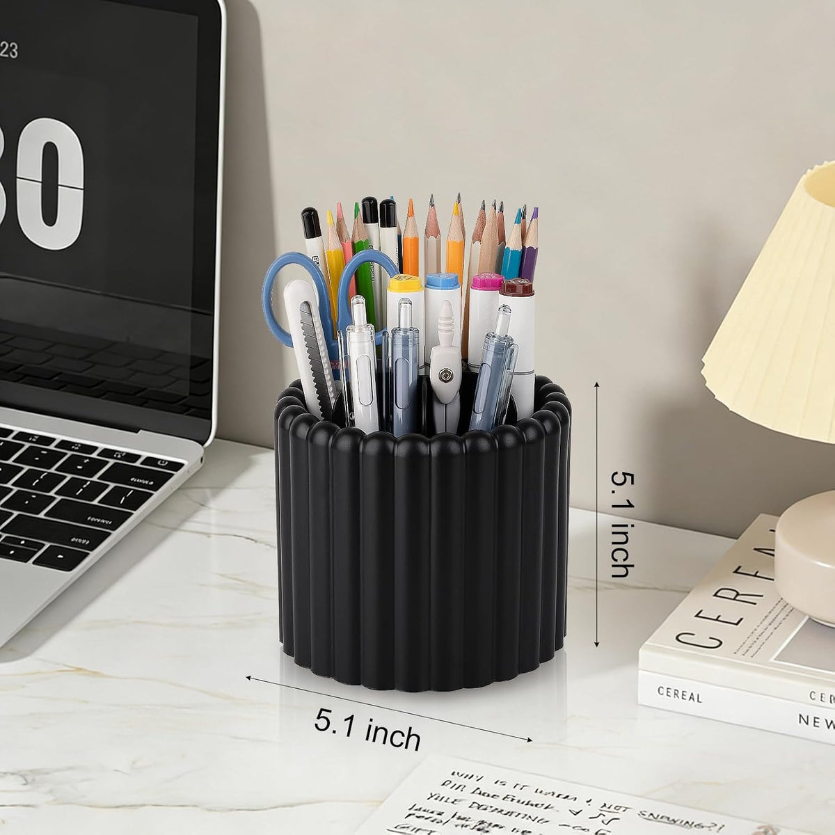 Rotating Pen Holder for Desk Removable Pencil Cup, Small White
