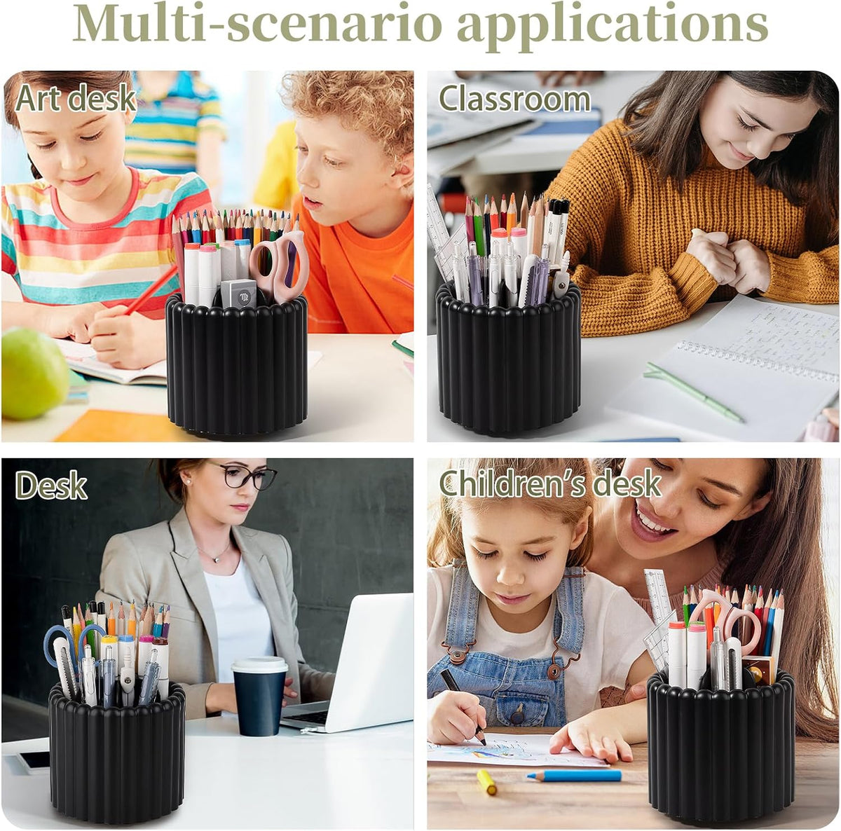 Rotating Pen Holder for Desk Removable Pencil Cup, Small White