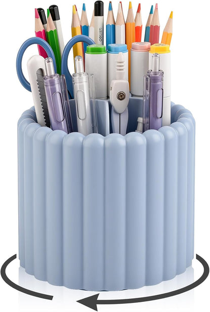 Rotating Pen Holder for Desk Removable Pencil Cup, Small White
