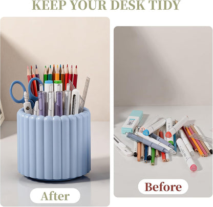 Rotating Pen Holder for Desk Removable Pencil Cup, Small White
