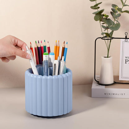 Rotating Pen Holder for Desk Removable Pencil Cup, Small White