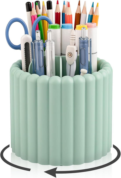 Rotating Pen Holder for Desk Removable Pencil Cup, Small White