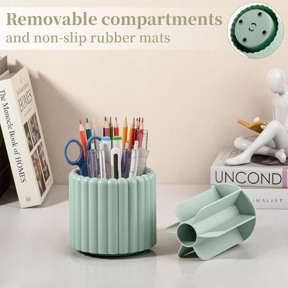 Rotating Pen Holder for Desk Removable Pencil Cup, Small White