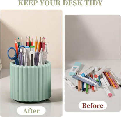 Rotating Pen Holder for Desk Removable Pencil Cup, Small White