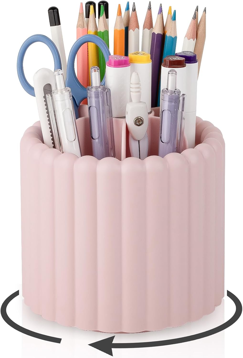 Rotating Pen Holder for Desk Removable Pencil Cup, Small White
