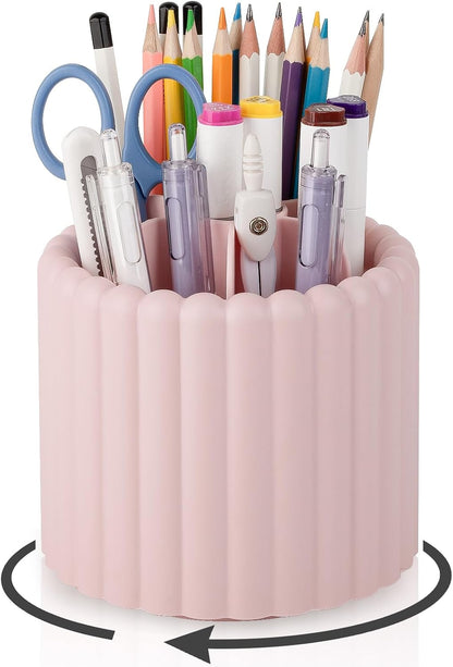 Rotating Pen Holder for Desk Removable Pencil Cup, Small White
