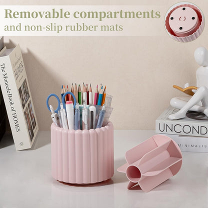 Rotating Pen Holder for Desk Removable Pencil Cup, Small White