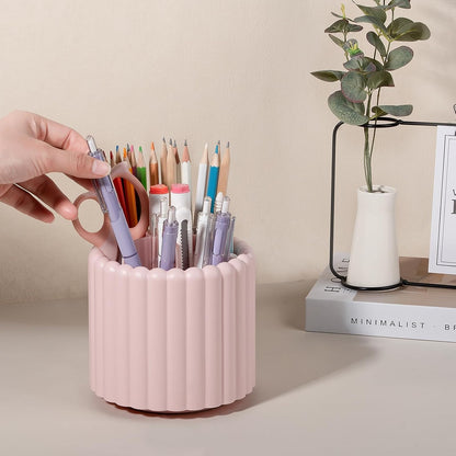 Rotating Pen Holder for Desk Removable Pencil Cup, Small White