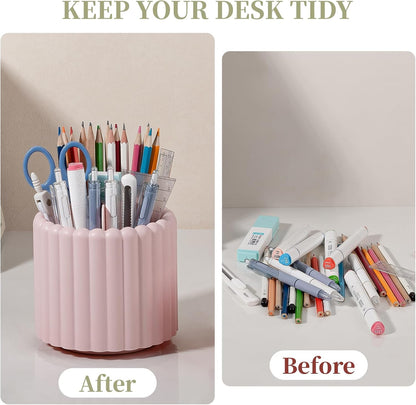 Rotating Pen Holder for Desk Removable Pencil Cup, Small White