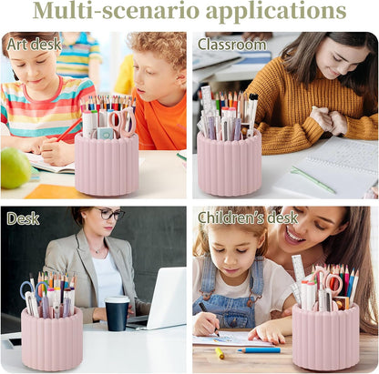 Rotating Pen Holder for Desk Removable Pencil Cup, Small White