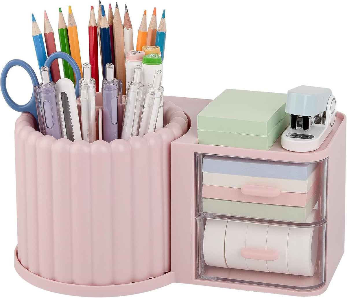 Rotating Pen Holder for Desk Removable Pencil Cup, Small White