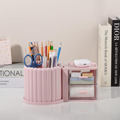 Rotating Pen Holder for Desk Removable Pencil Cup, Small White