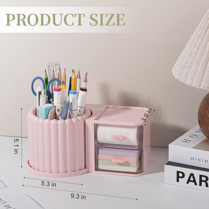 Rotating Pen Holder for Desk Removable Pencil Cup, Small White