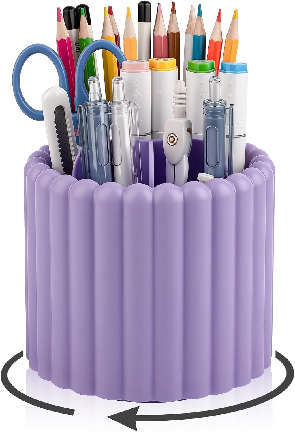 Rotating Pen Holder for Desk Removable Pencil Cup, Small White