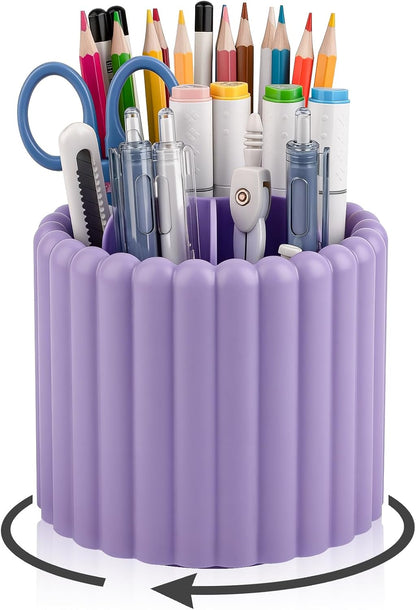 Rotating Pen Holder for Desk Removable Pencil Cup, Small White