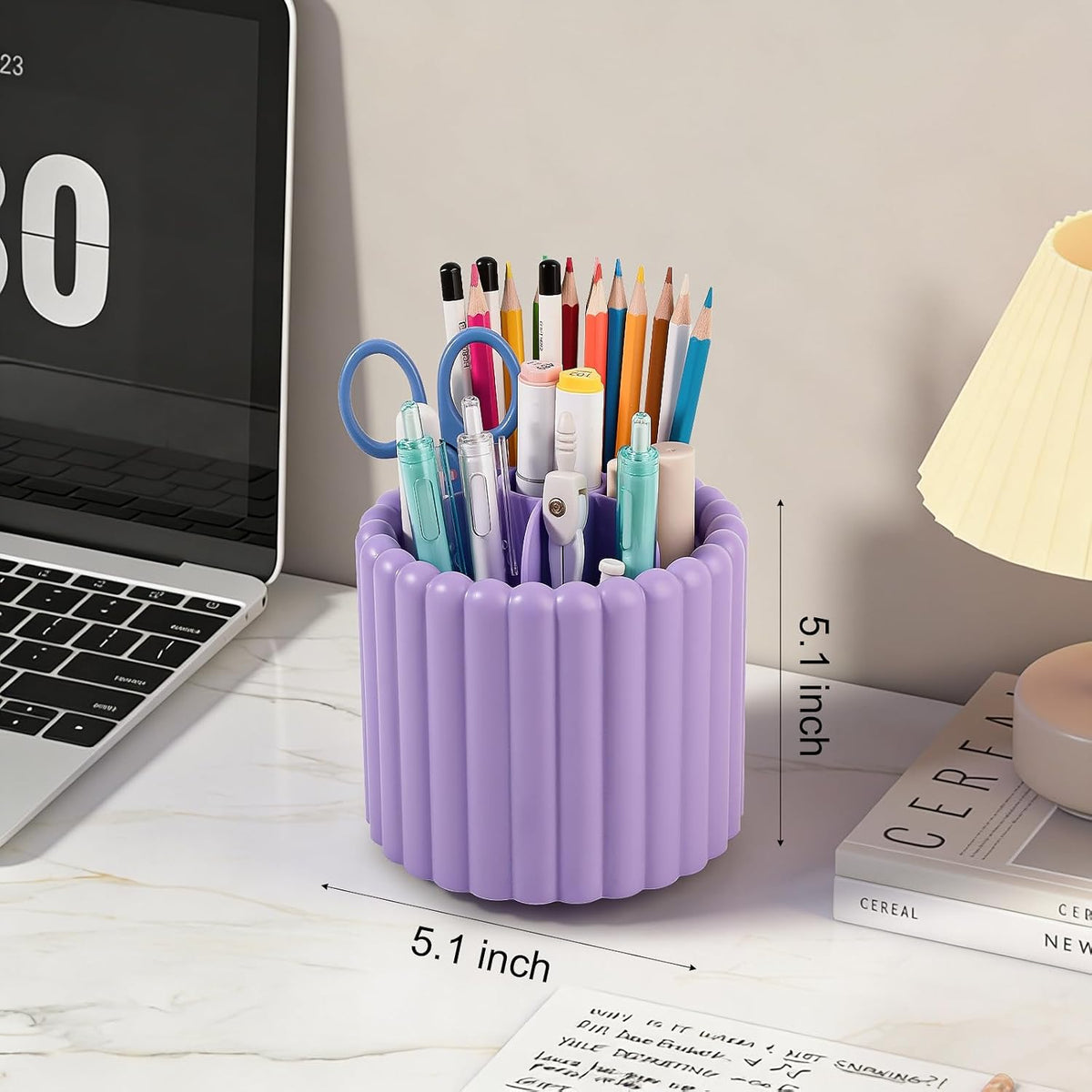 Rotating Pen Holder for Desk Removable Pencil Cup, Small White
