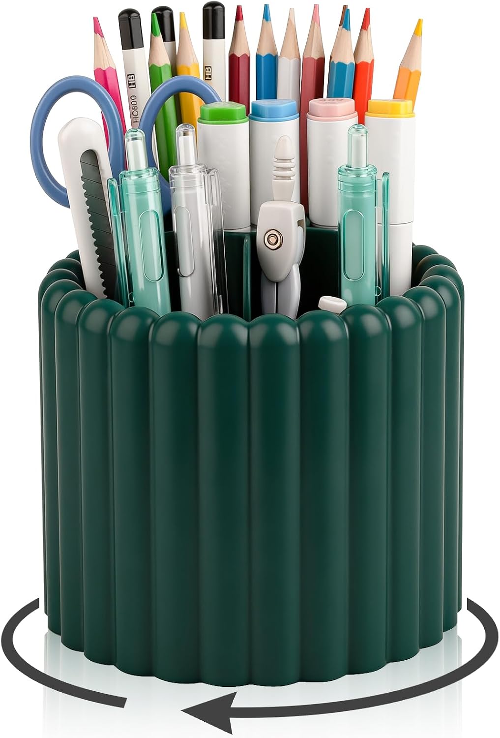 Rotating Pen Holder for Desk Removable Pencil Cup, Small White