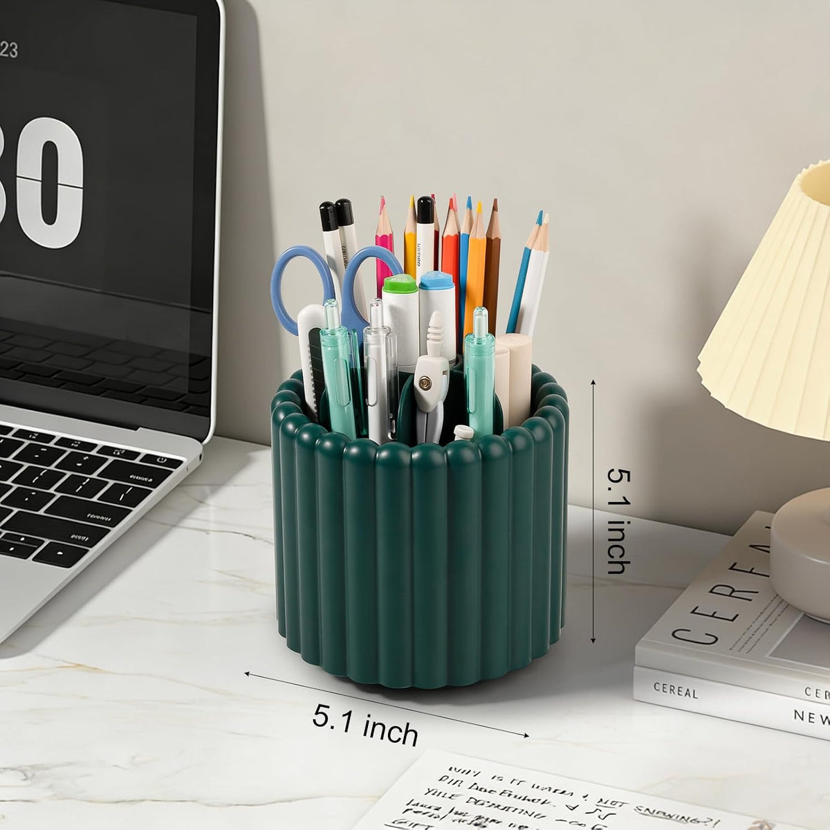 Rotating Pen Holder for Desk Removable Pencil Cup, Small White