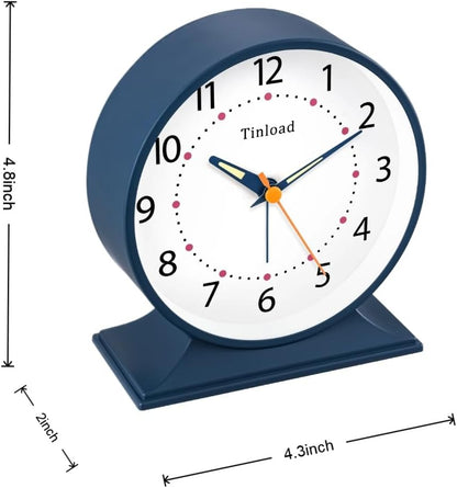 4.5" Antique Retro Analog Alarm Clock, Small Silent Bedside Desk Clock with Manual Light, Battery Operated, Snooze, for Living Room, Bedroom, Bedside, Desk(Green)