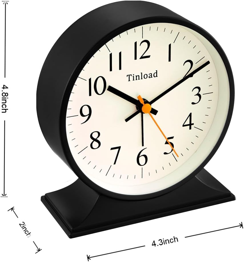 4.5" Antique Retro Analog Alarm Clock, Small Silent Bedside Desk Clock with Manual Light, Battery Operated, Snooze, for Living Room, Bedroom, Bedside, Desk(Green)