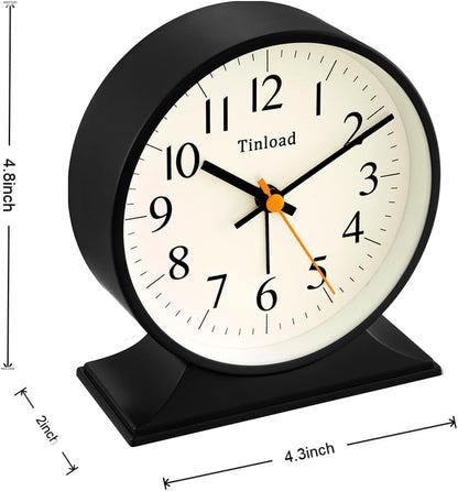 4.5" Antique Retro Analog Alarm Clock, Small Silent Bedside Desk Clock with Manual Light, Battery Operated, Snooze, for Living Room, Bedroom, Bedside, Desk(Green)