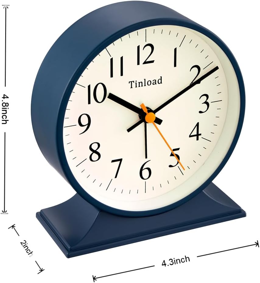 4.5" Antique Retro Analog Alarm Clock, Small Silent Bedside Desk Clock with Manual Light, Battery Operated, Snooze, for Living Room, Bedroom, Bedside, Desk(Green)