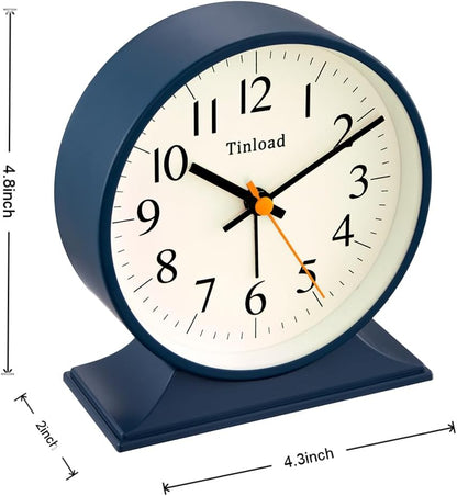 4.5" Antique Retro Analog Alarm Clock, Small Silent Bedside Desk Clock with Manual Light, Battery Operated, Snooze, for Living Room, Bedroom, Bedside, Desk(Green)