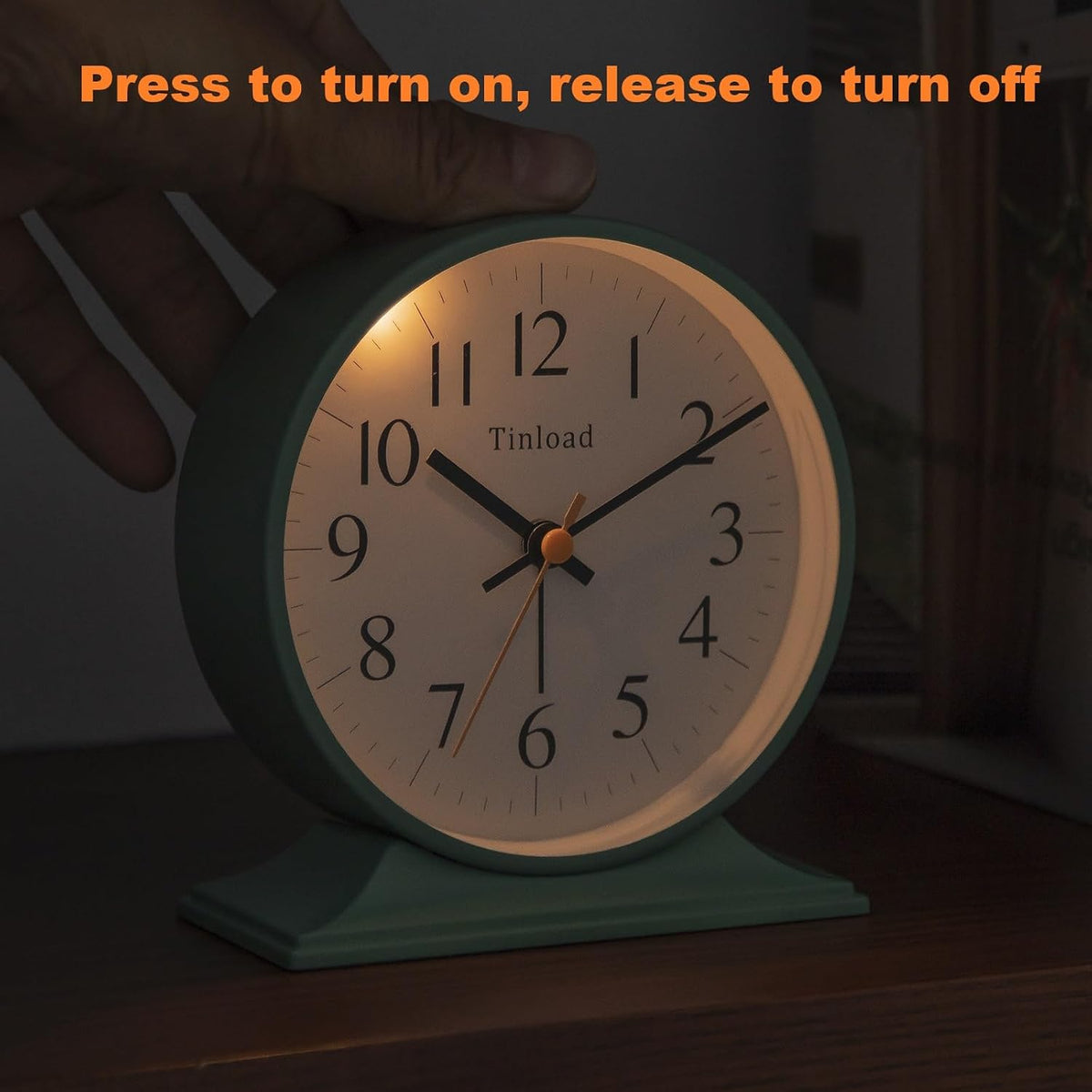 4.5" Antique Retro Analog Alarm Clock, Small Silent Bedside Desk Clock with Manual Light, Battery Operated, Snooze, for Living Room, Bedroom, Bedside, Desk(Green)
