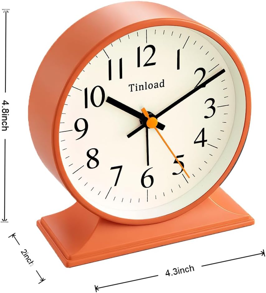 4.5" Antique Retro Analog Alarm Clock, Small Silent Bedside Desk Clock with Manual Light, Battery Operated, Snooze, for Living Room, Bedroom, Bedside, Desk(Green)