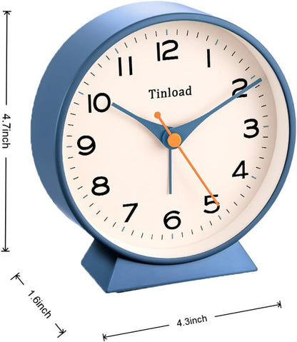 4.5" Antique Retro Analog Alarm Clock, Small Silent Bedside Desk Clock with Manual Light, Battery Operated, Snooze, for Living Room, Bedroom, Bedside, Desk(Green)