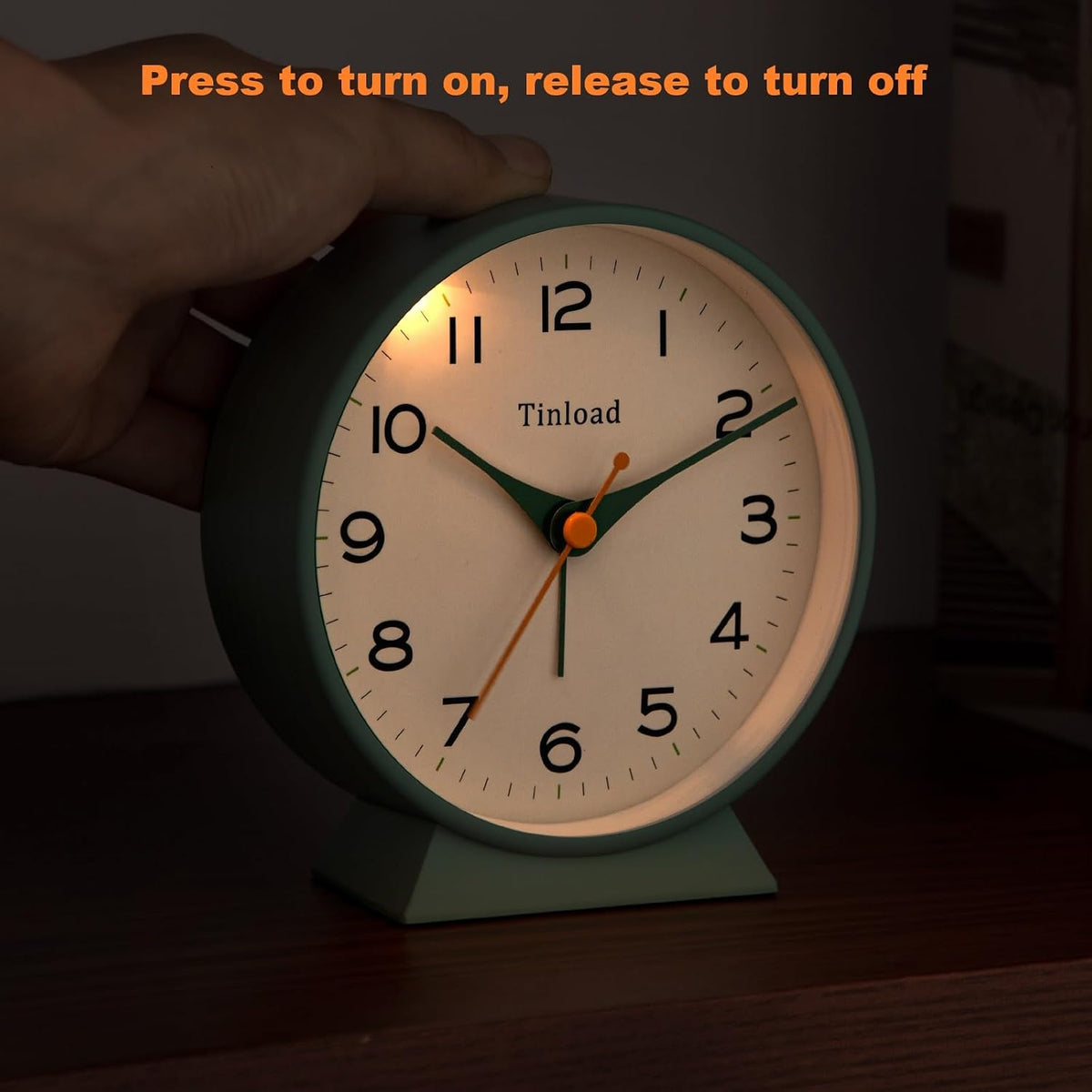 4.5" Antique Retro Analog Alarm Clock, Small Silent Bedside Desk Clock with Manual Light, Battery Operated, Snooze, for Living Room, Bedroom, Bedside, Desk(Green)