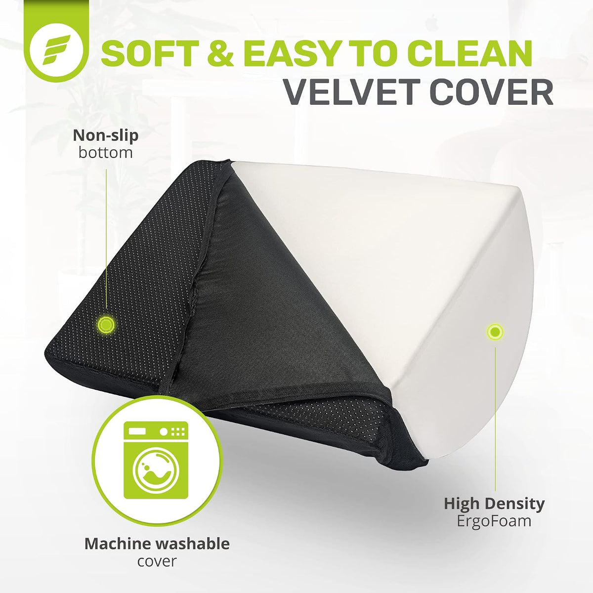 Foot Rest for Under Desk at Work Adjustable - Chiropractor-Endorsed, High-Density Foam, Velvet (Black)