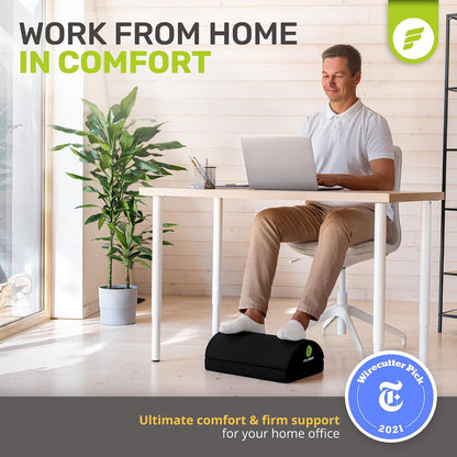 Foot Rest for Under Desk at Work Adjustable - Chiropractor-Endorsed, High-Density Foam, Velvet (Black)
