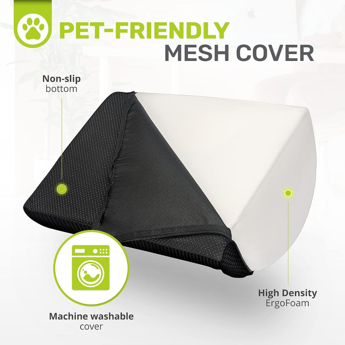 Foot Rest for Under Desk at Work Adjustable - Chiropractor-Endorsed, High-Density Foam, Velvet (Black)