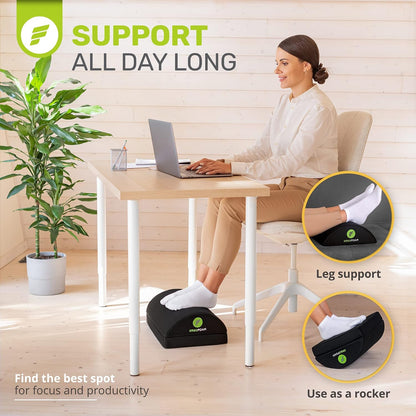 Foot Rest for Under Desk at Work Adjustable - Chiropractor-Endorsed, High-Density Foam, Velvet (Black)