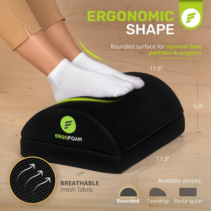 Foot Rest for Under Desk at Work Adjustable - Chiropractor-Endorsed, High-Density Foam, Velvet (Black)