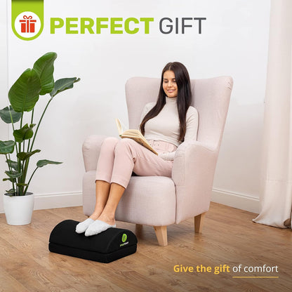 Foot Rest for Under Desk at Work Adjustable - Chiropractor-Endorsed, High-Density Foam, Velvet (Black)
