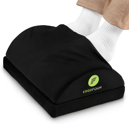 Foot Rest for Under Desk at Work Adjustable - Chiropractor-Endorsed, High-Density Foam, Velvet (Black)