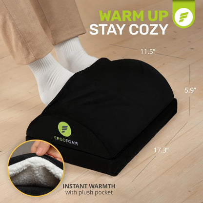 Foot Rest for Under Desk at Work Adjustable - Chiropractor-Endorsed, High-Density Foam, Velvet (Black)