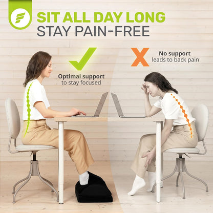 Foot Rest for Under Desk at Work Adjustable - Chiropractor-Endorsed, High-Density Foam, Velvet (Black)