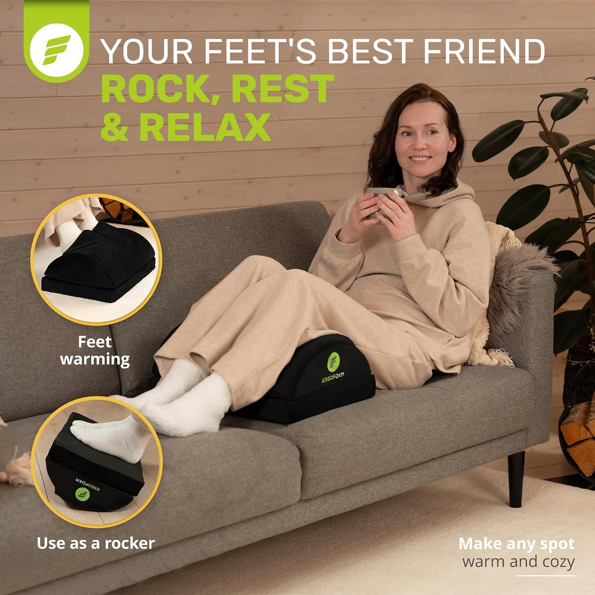 Foot Rest for Under Desk at Work Adjustable - Chiropractor-Endorsed, High-Density Foam, Velvet (Black)