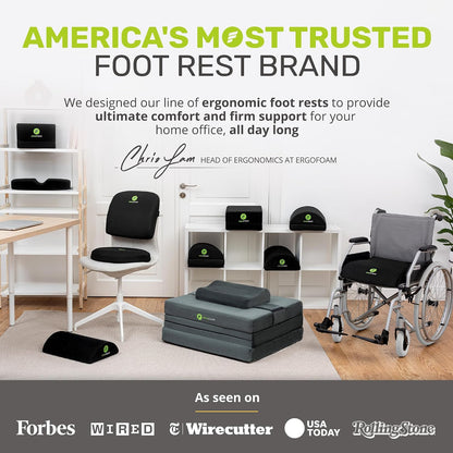 Foot Rest for Under Desk at Work Adjustable - Chiropractor-Endorsed, High-Density Foam, Velvet (Black)