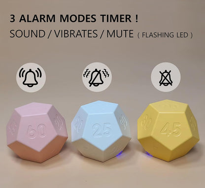 Cube Pomodoro Timer - Flip to Start Countdown, Rechargeable Mini Productivity Timer for Study, Office, 11 Preset Times, Silent/Vibration, Time Management Tool for Kids & ADHD (Pink)