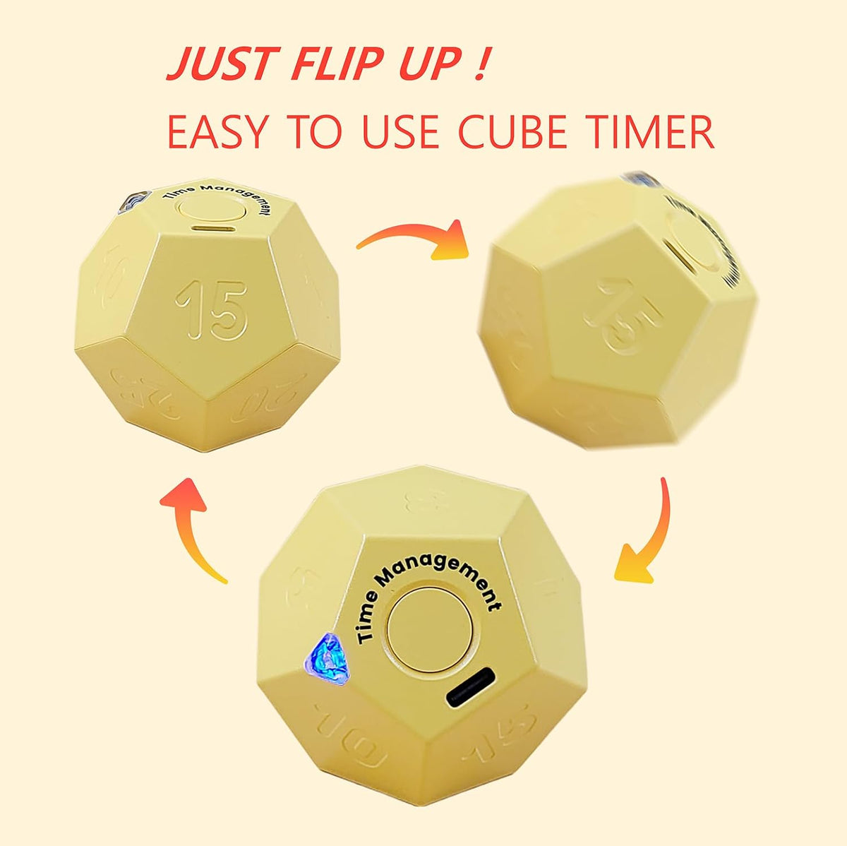Cube Pomodoro Timer - Flip to Start Countdown, Rechargeable Mini Productivity Timer for Study, Office, 11 Preset Times, Silent/Vibration, Time Management Tool for Kids & ADHD (Pink)