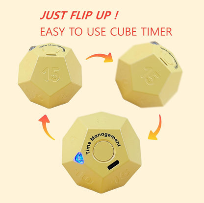 Cube Pomodoro Timer - Flip to Start Countdown, Rechargeable Mini Productivity Timer for Study, Office, 11 Preset Times, Silent/Vibration, Time Management Tool for Kids & ADHD (Pink)