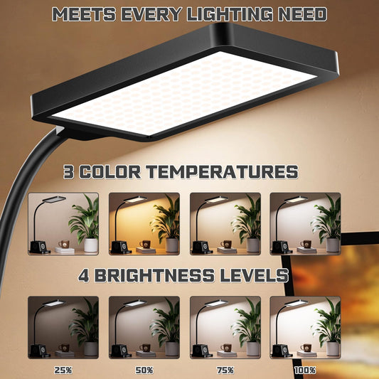 LED Desk Lamps for Home Office with Storage,15W Fast Wireless Charger