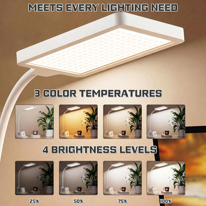 LED Desk Lamps for Home Office with Storage,15W Fast Wireless Charger
